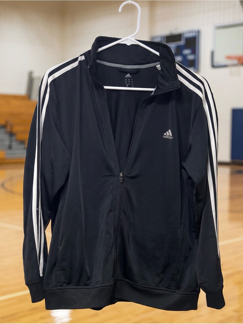 adidas Black Jacket with White Three-Stripes